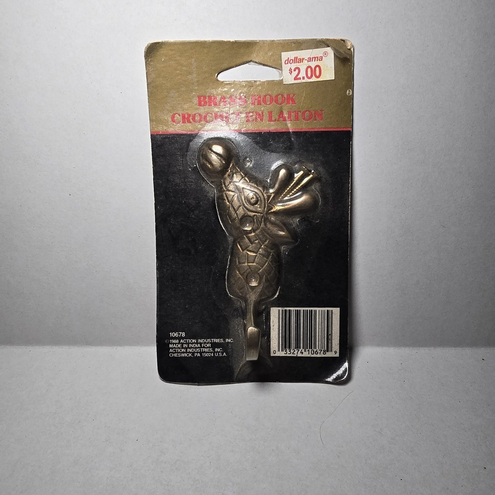 Vintage Brass GIRAFFE Single Hook Wall Hanger 4 x 2.5"  1988 Action Industries